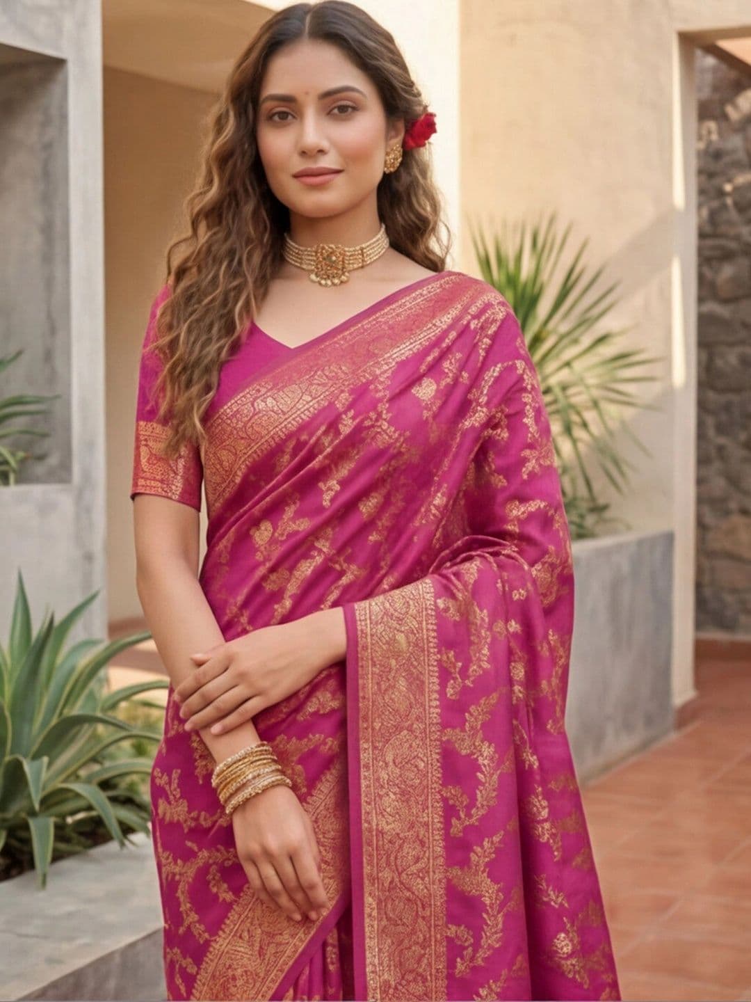 Anouk Rustic Woven Design Zari Silk Blend Designer Kanjeevaram Saree thumbnail 7