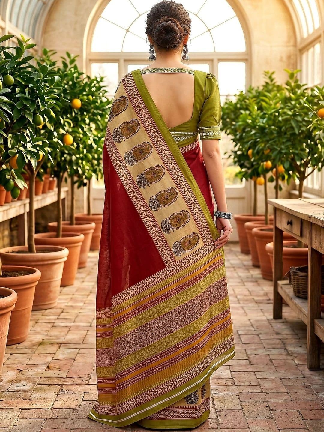 VS MALL Paisley Pure Cotton Saree thumbnail 5