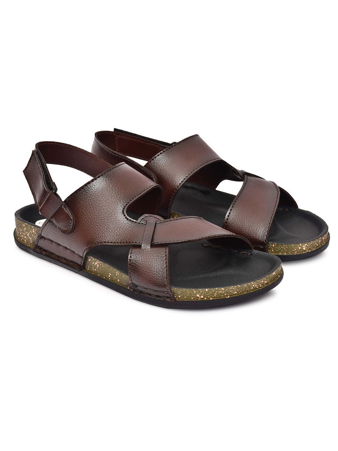 G L Trend Men Brown Casual comfortable Waterproof Leather Velcro Sandals thumbnail 5