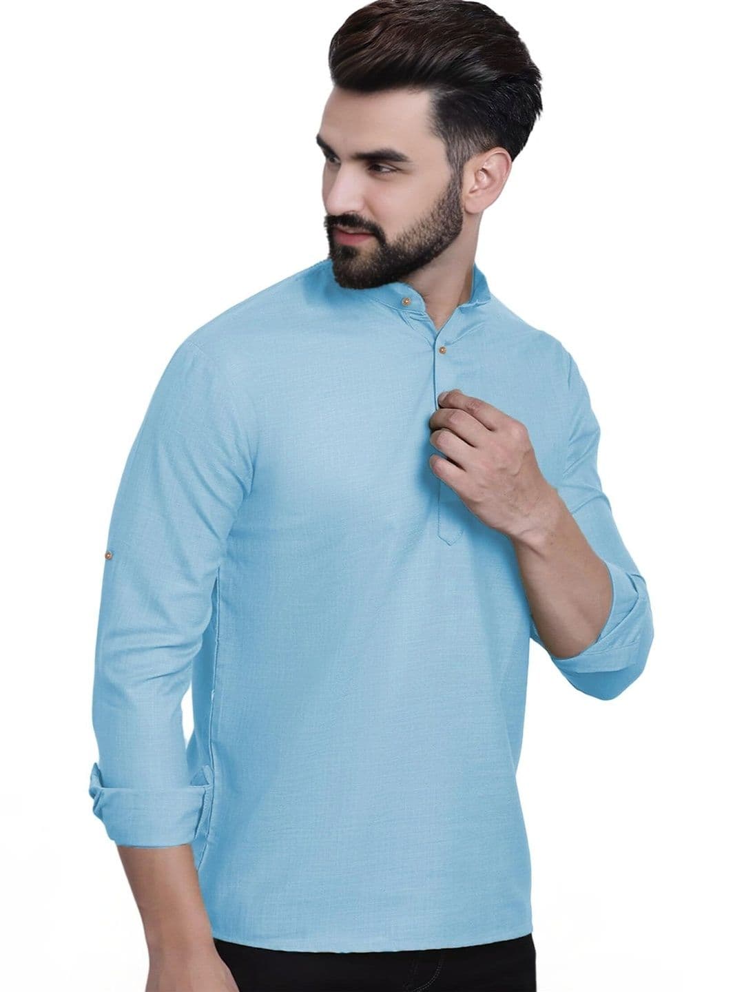 Amrit Trending Men Pack of 2 Cotton Mandarin Collar Kurta thumbnail 4