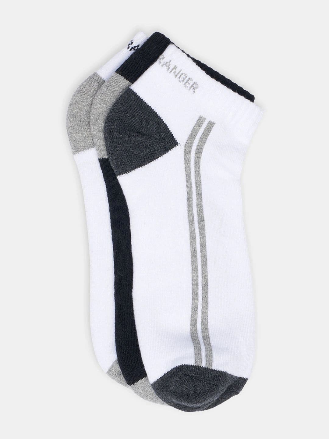 Urban Ranger by pantaloons Men Pack of 3 Cotton Blend Assorted Striped Ankle Length Socks thumbnail 3