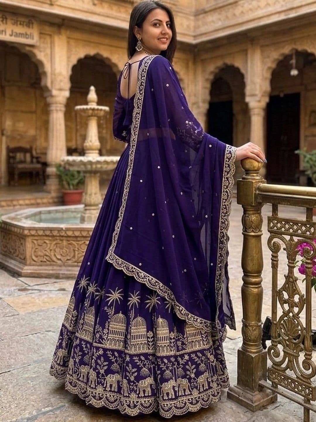 all about you Embroidered Semi-Stitched Lehenga & Blouse With Dupatta thumbnail 4