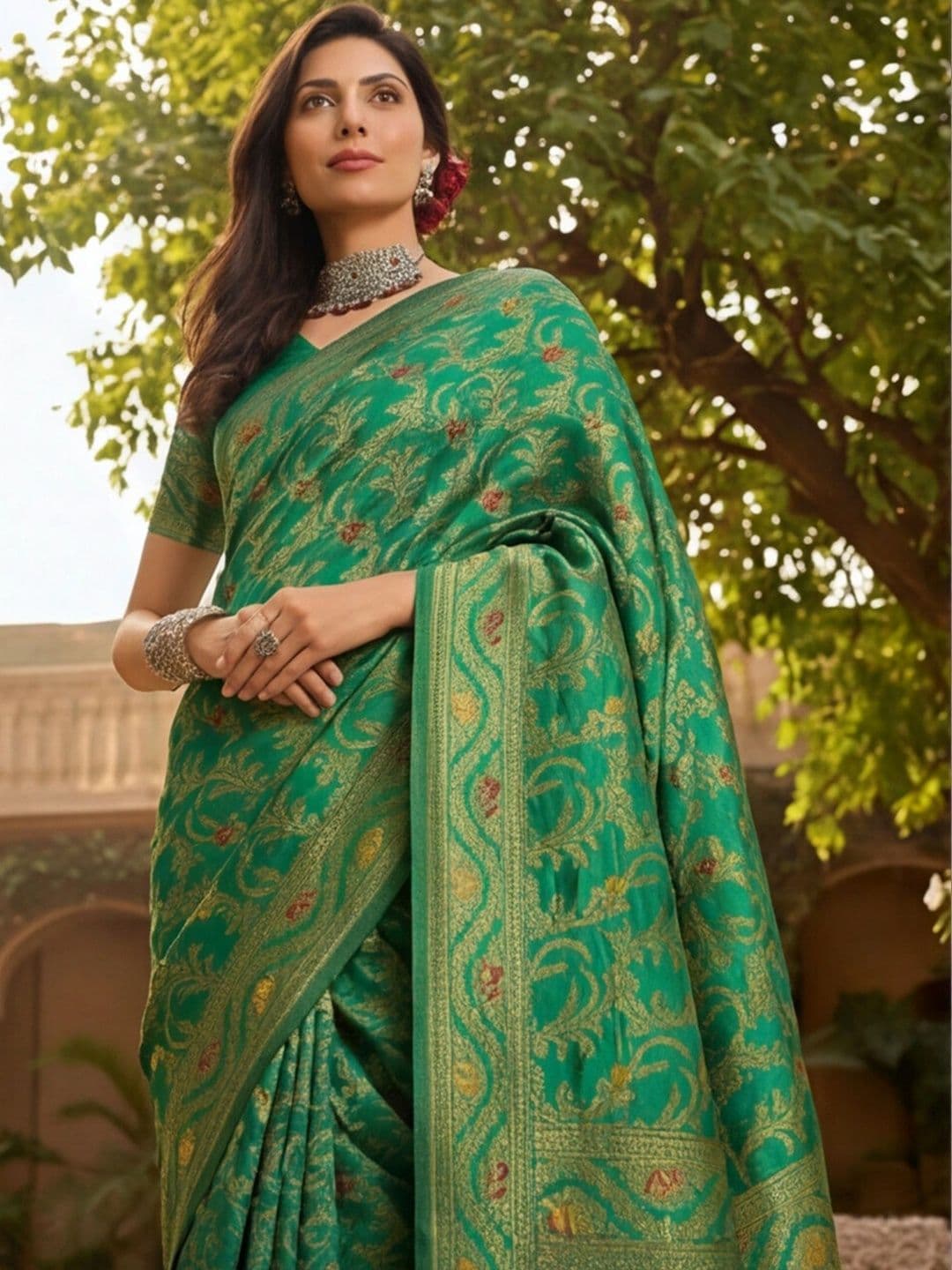 Anouk Rustic Woven Design Zari Silk Blend Designer Kanjeevaram Saree thumbnail 3