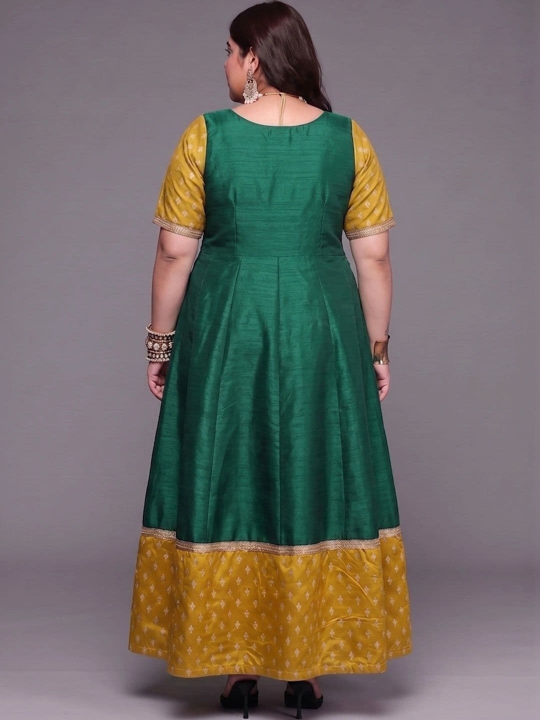 A PLUS BY AHALYAA Printed Round Neck Fit & Flared Ethnic Dresses thumbnail 3