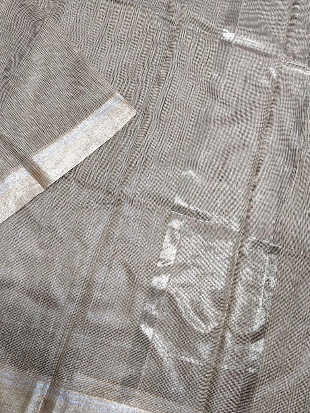 Naveera Zari Linen Blend Banarasi Saree thumbnail 2