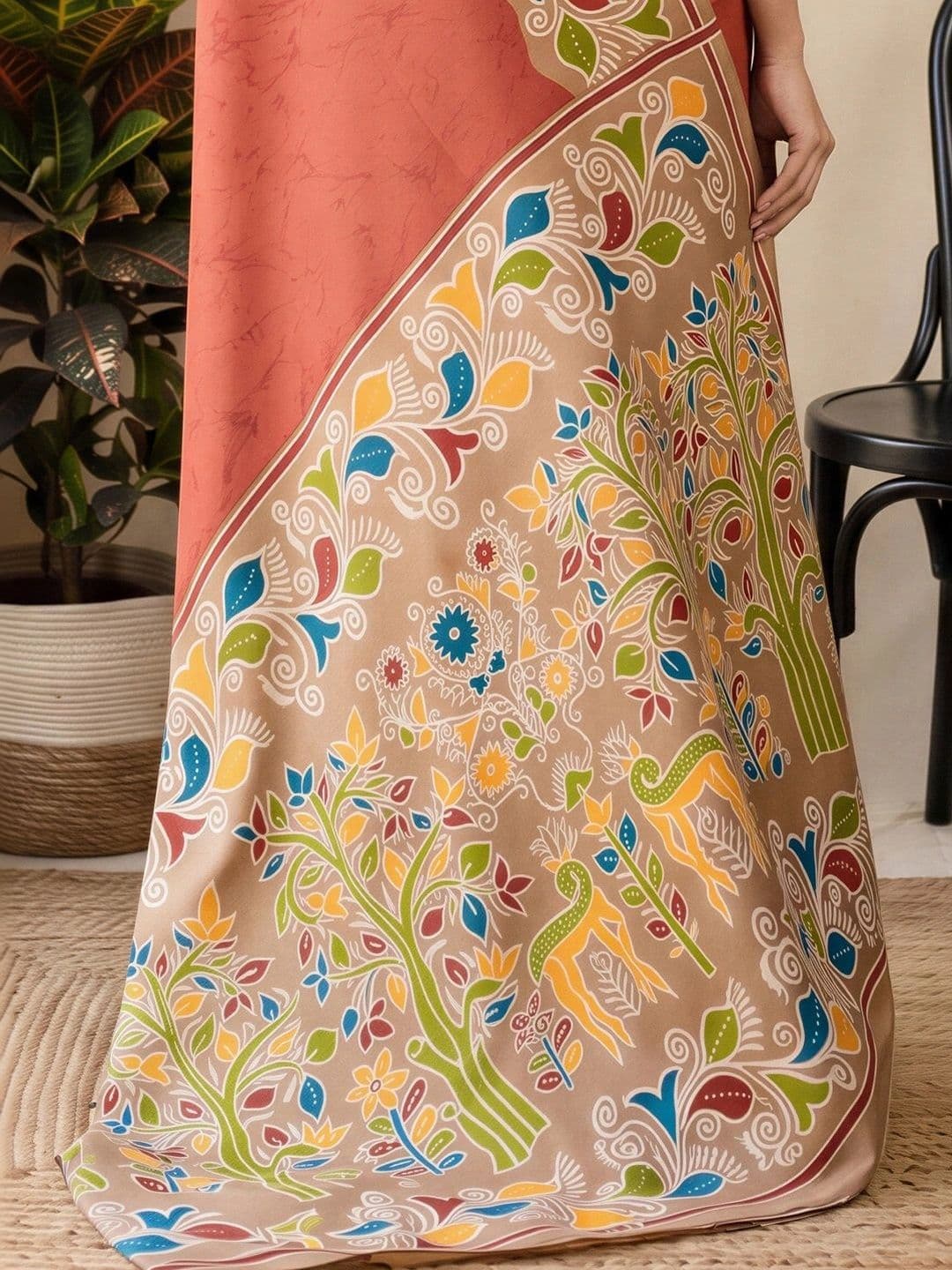 Anouk Floral Designer Block Print Saree thumbnail 3