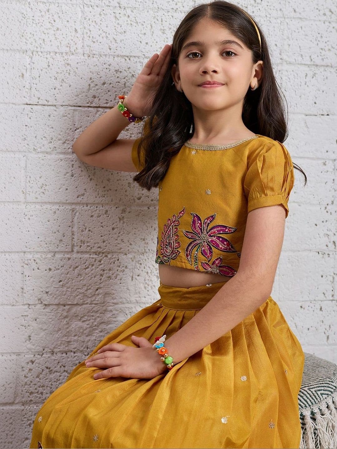Tasarika Girls Embroidered Sequinned Ready to Wear Lehenga & thumbnail 6