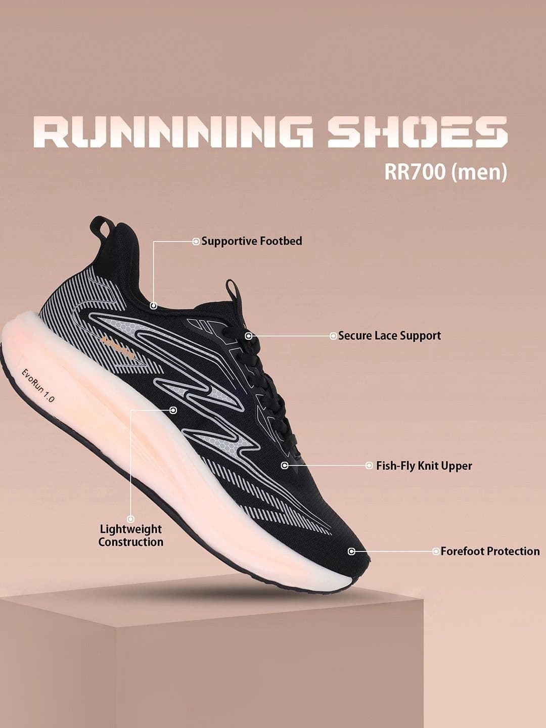 Adventra Sports Men Mesh Running Non-Marking Shoes thumbnail 3