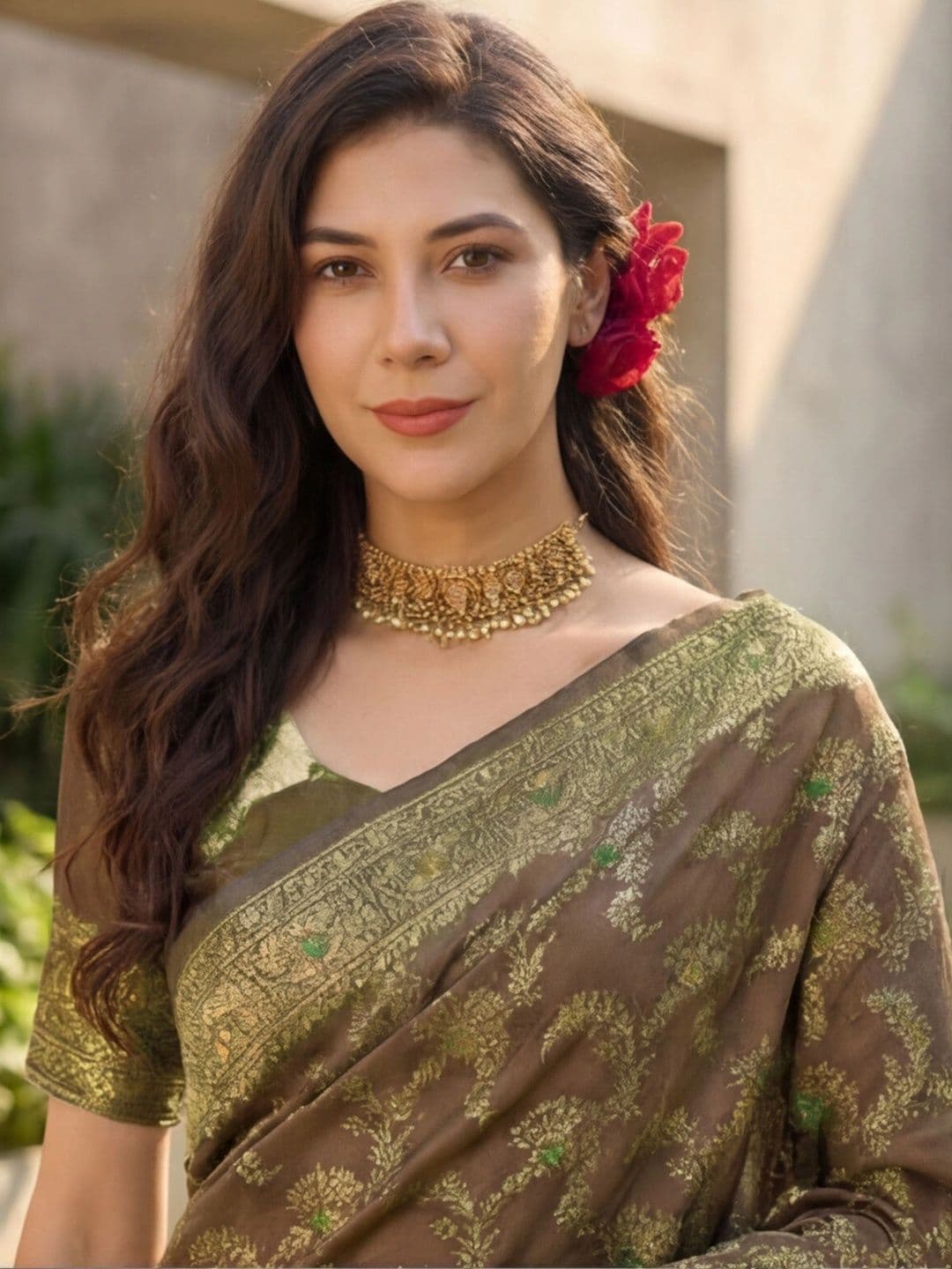 Anouk Rustic Woven Design Zari Silk Blend Designer Kanjeevaram Saree thumbnail 4
