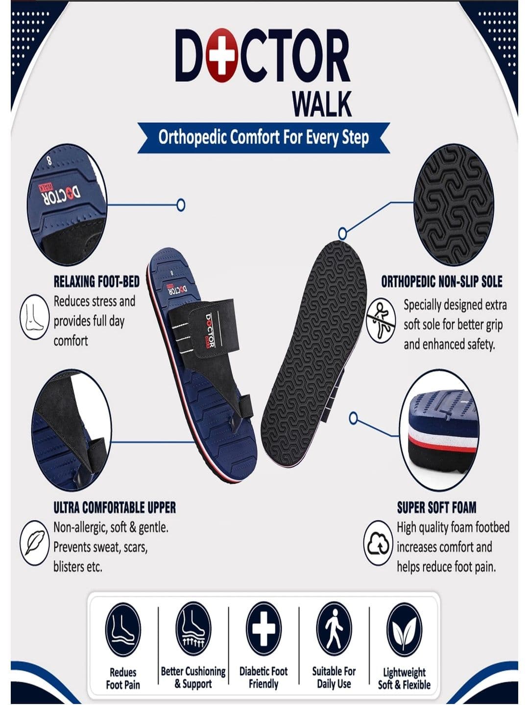 DOCTOR WALK Men Thong Flip-Flops thumbnail 7