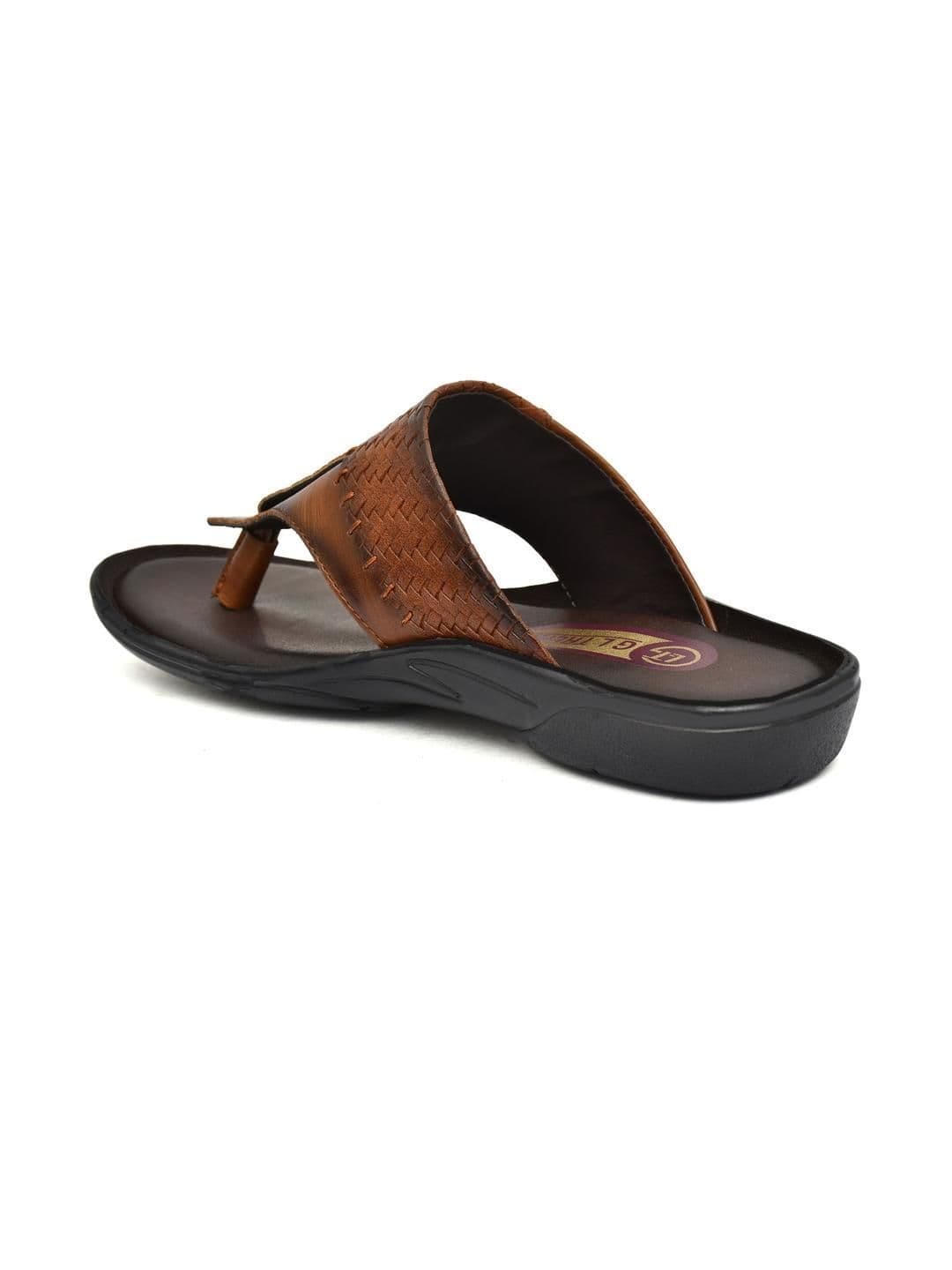 G L Trend Men's Tan Textured Comfort Thong Sandals with Adjustable Strap thumbnail 4