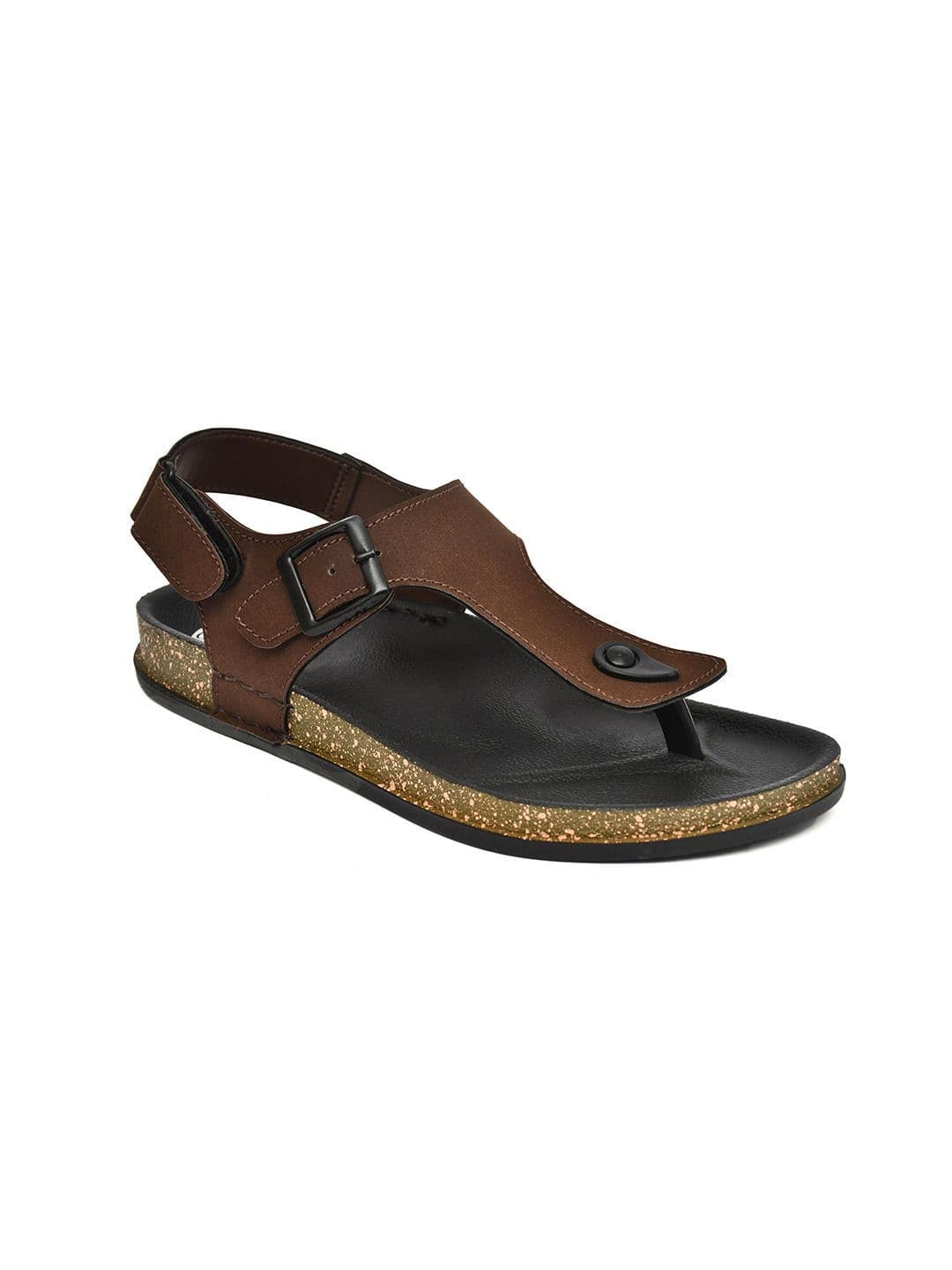 G L Trend Men Casual Iightweight Brown T Strap Velcro Sandals thumbnail 5