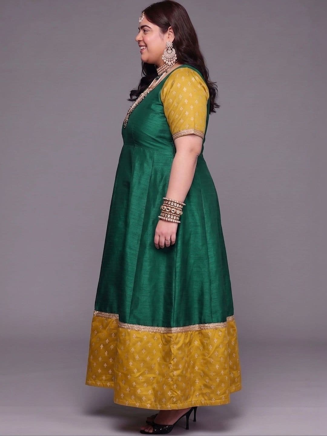 A PLUS BY AHALYAA Printed Round Neck Fit & Flared Ethnic Dresses thumbnail 5