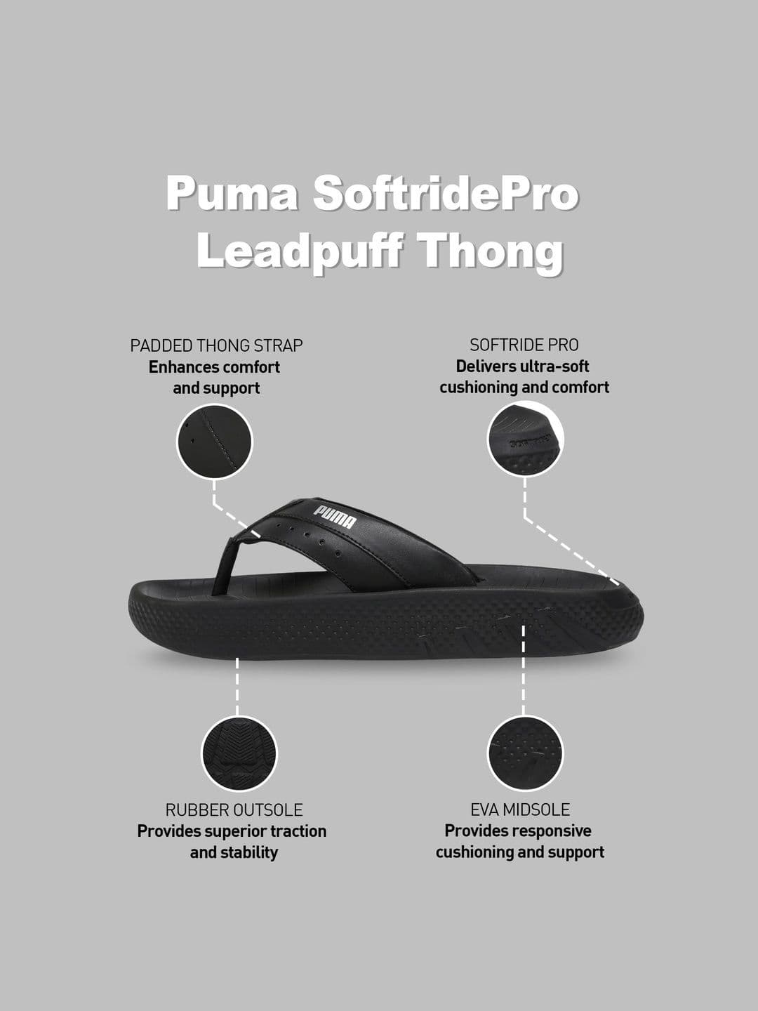 Puma SoftridePro Leadpuff Lightweight Beach Flip-Flops thumbnail 5
