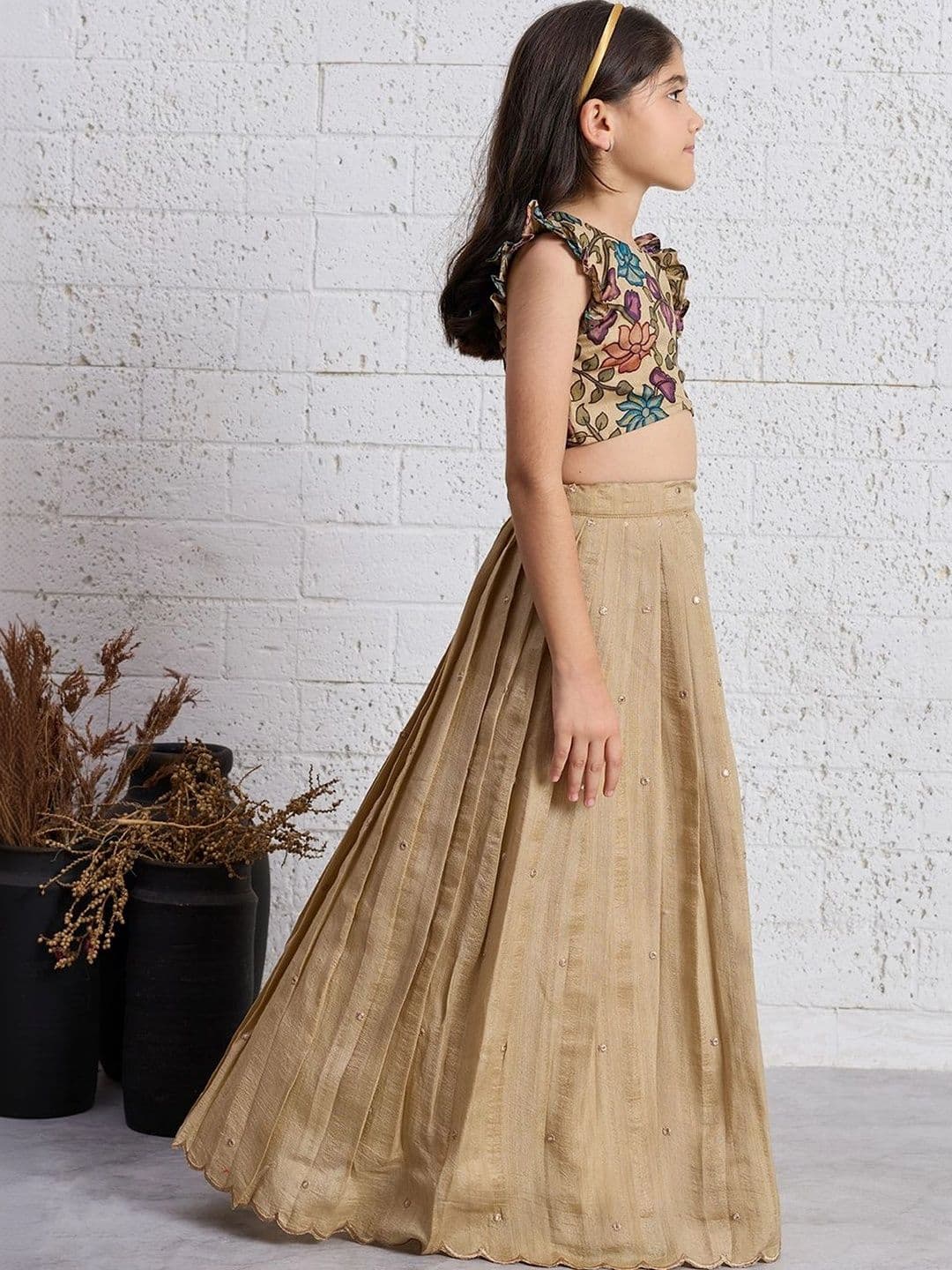 Tasarika Girls Printed Sequinned Ready to Wear Lehenga & thumbnail 2