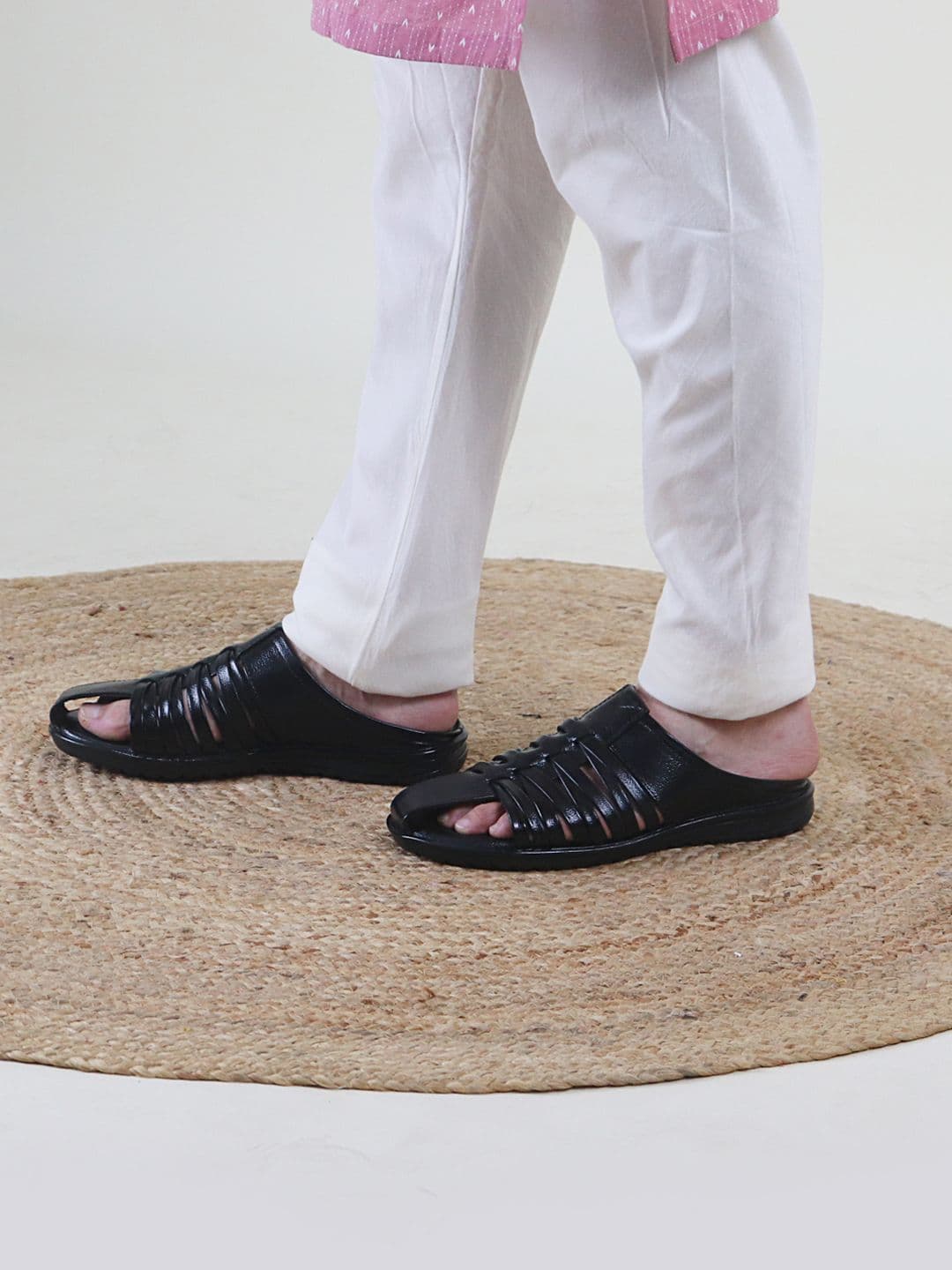 FAUSTO Men Textured Leather Comfort Sandals thumbnail 5