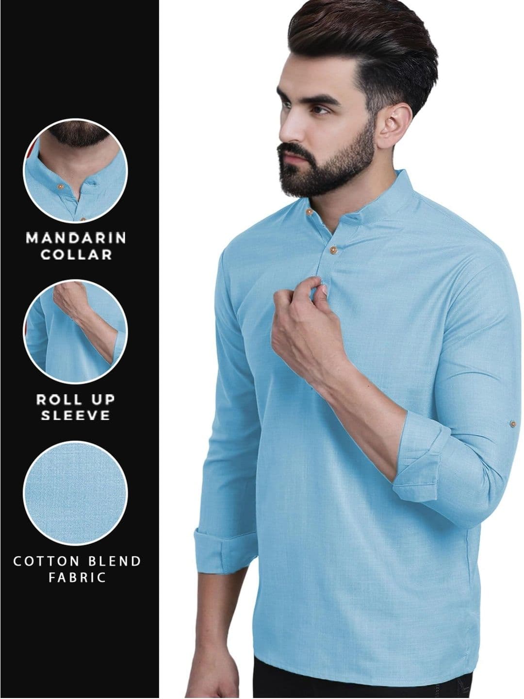 Amrit Trending Men Pack of 2 Cotton Mandarin Collar Kurta thumbnail 6