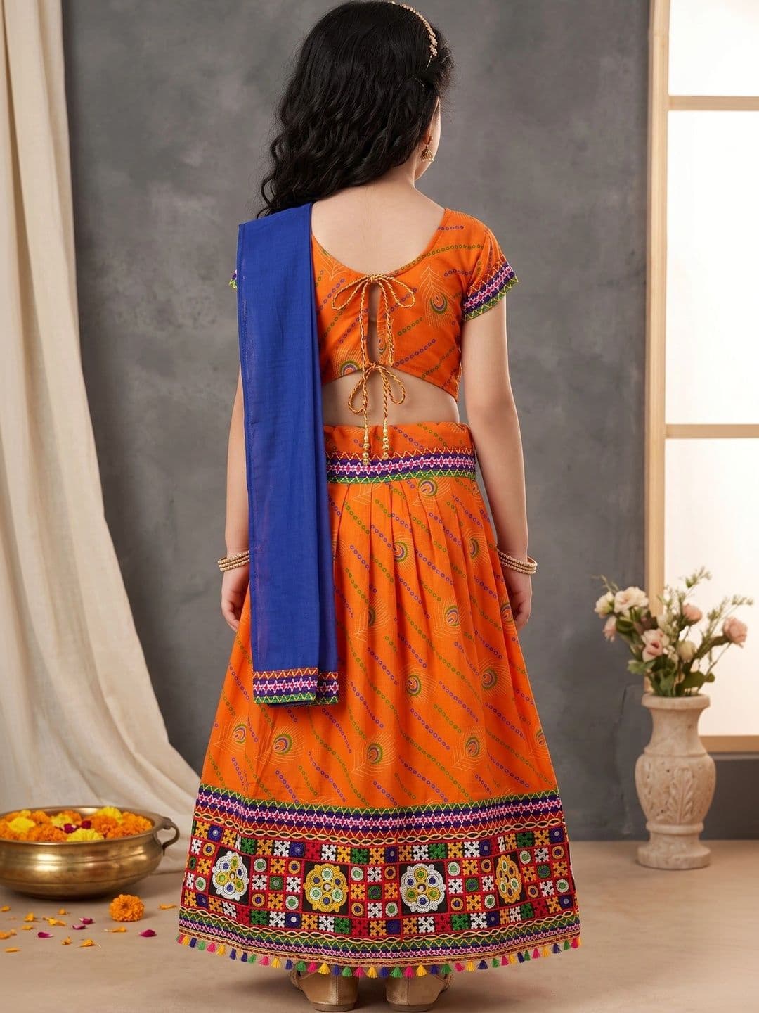 ahhaaaa Girls Embellished Mirror Work Ready to Wear Lehenga & Blouse With Dupatta thumbnail 6