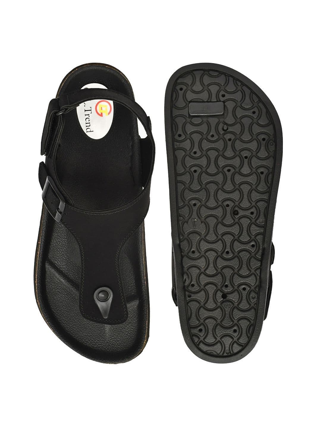 G L Trend Men Casual Iightweight Black T Strap Velcro Sandals thumbnail 2
