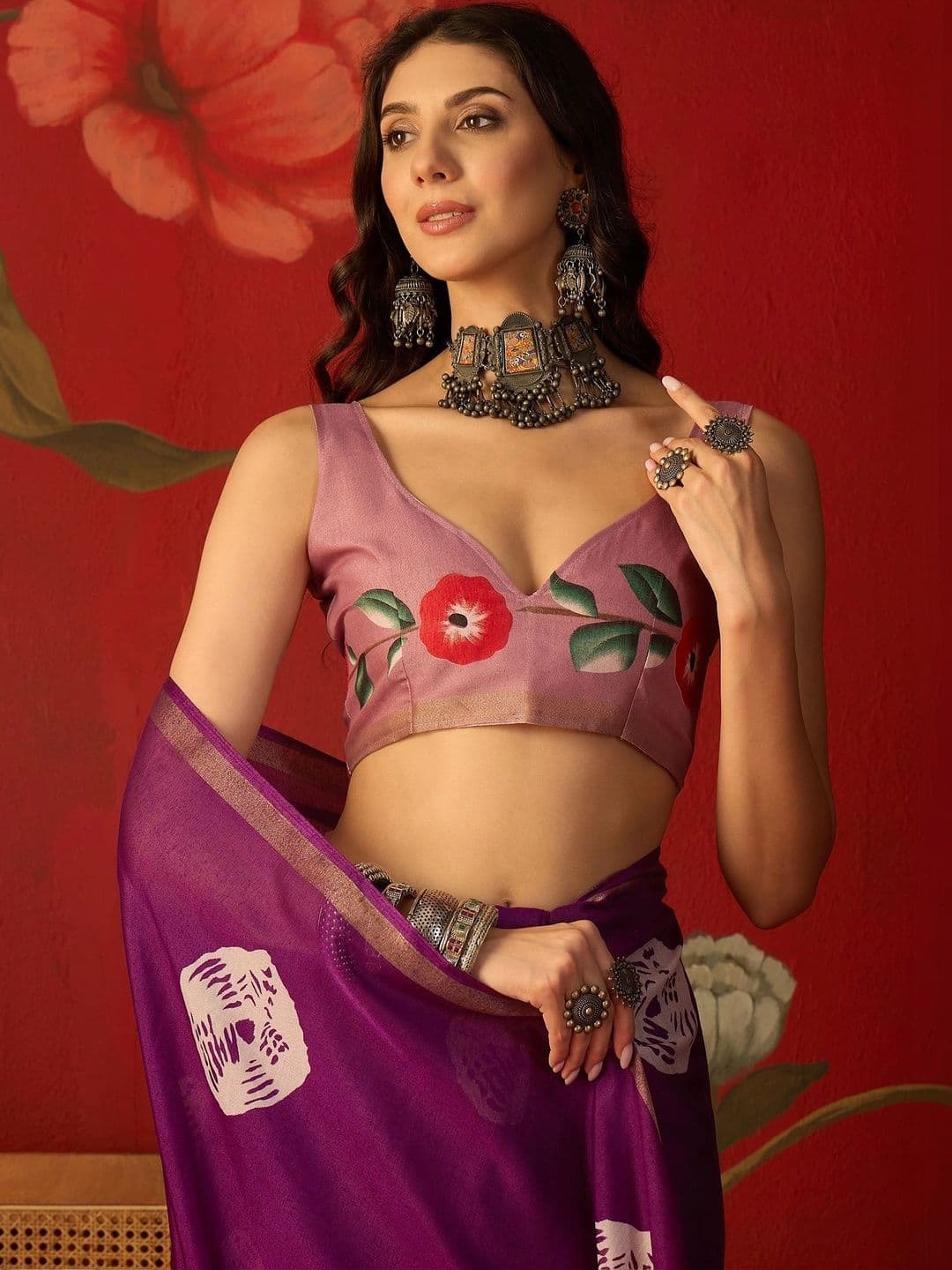 Sangria Zari Silk Cotton Fusion Bandhani Saree thumbnail 3