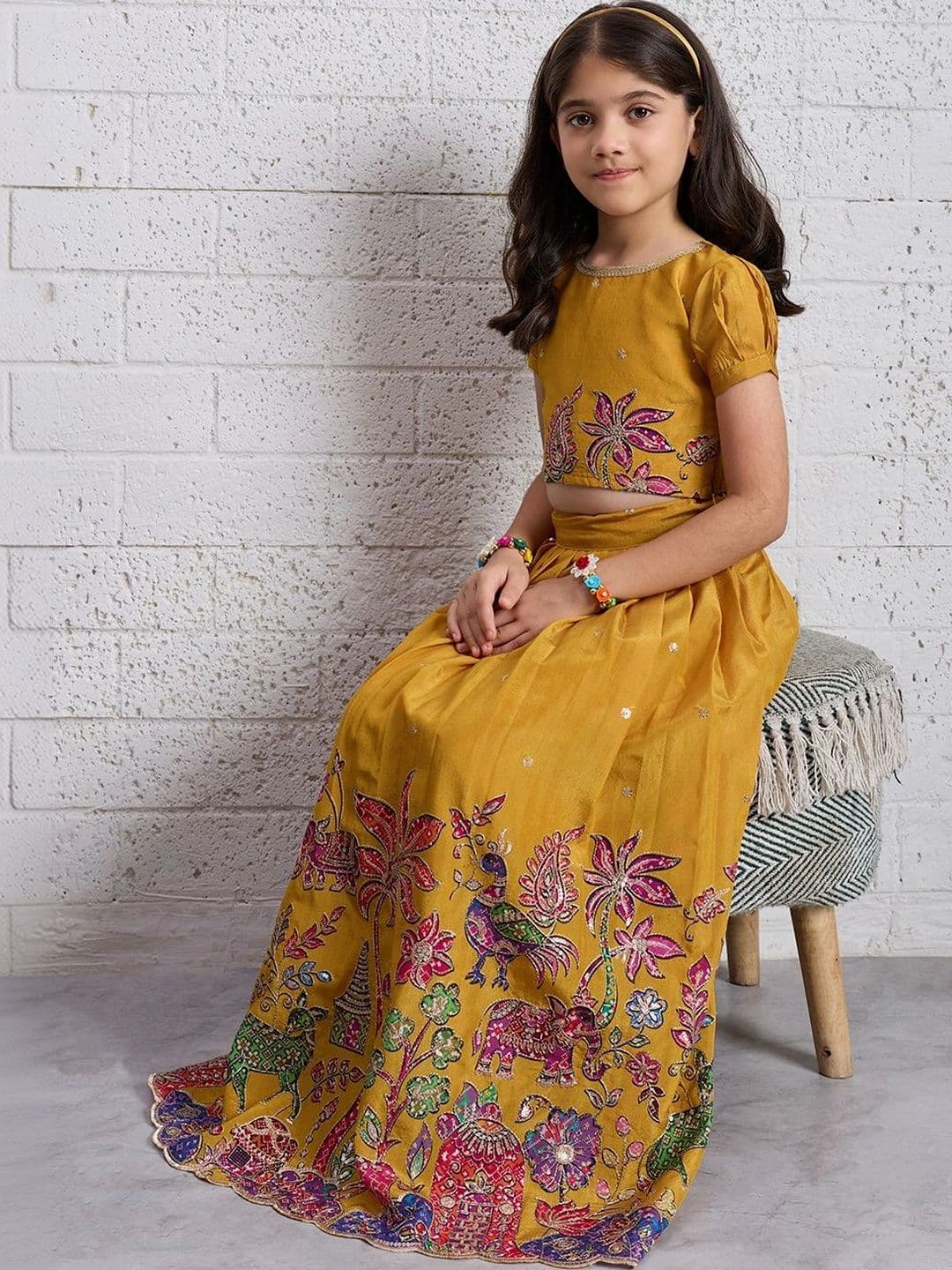 Tasarika Girls Embroidered Sequinned Ready to Wear Lehenga & thumbnail 5