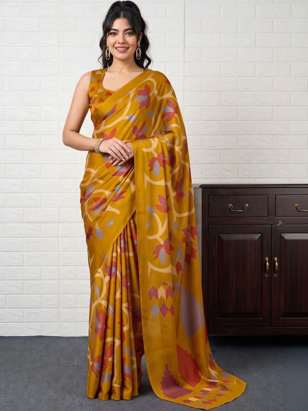 Anouk Floral Art Silk Designer Banarasi Saree thumbnail 4