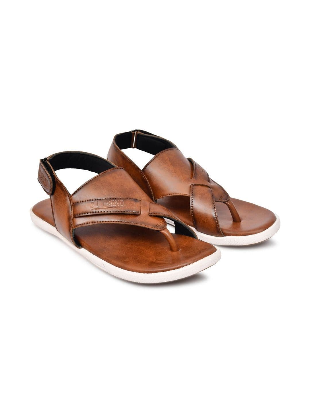 G L Trend Men Leather Comfort Casual Velcro Tan Sandals thumbnail 7