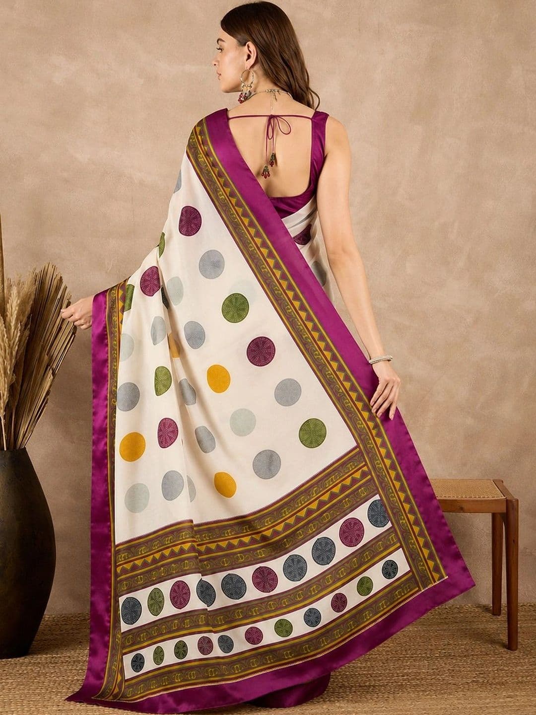 SANJANA  SILK SANJANA SILK Polka Dot Pure Georgette Saree thumbnail 3