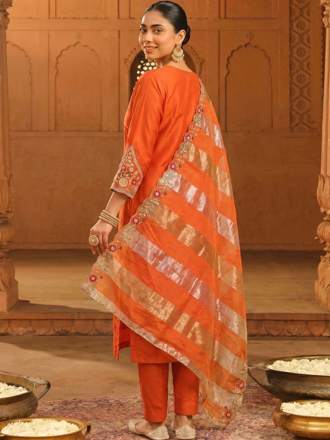 all about you Women Ethnic Motifs Embroidered Regular Mirror Work Kurta with Trousers & With Dupatta thumbnail 7