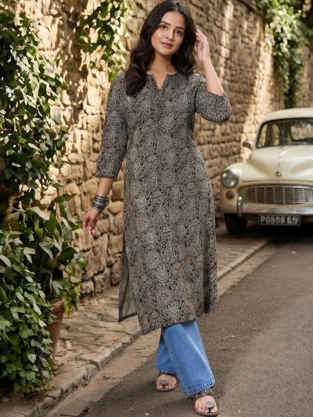 KALAMIR Women Paisley Printed Indie Prints Kurta - view 1