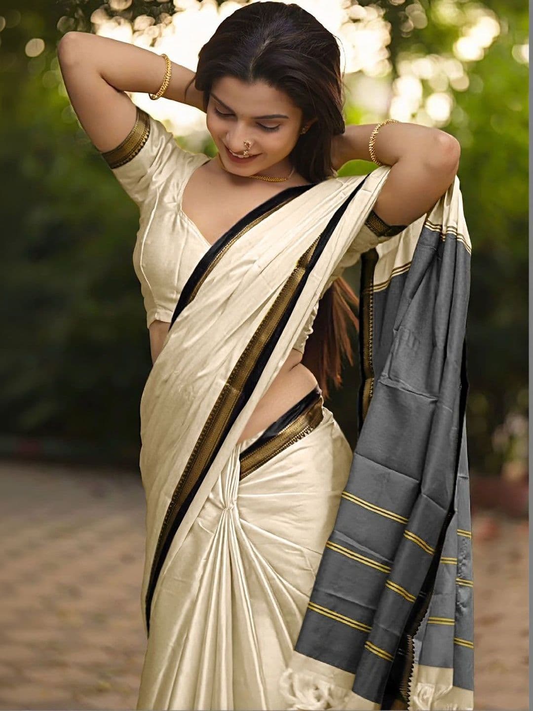 KALINI Zari Designer Gadwal Saree thumbnail 2