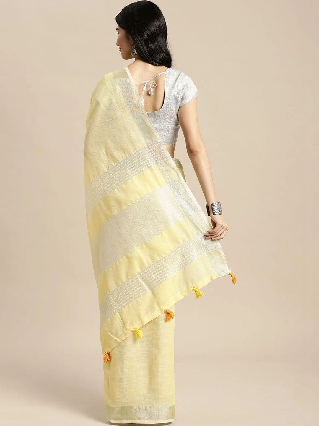 Mitera Striped Linen Blend Saree thumbnail 2