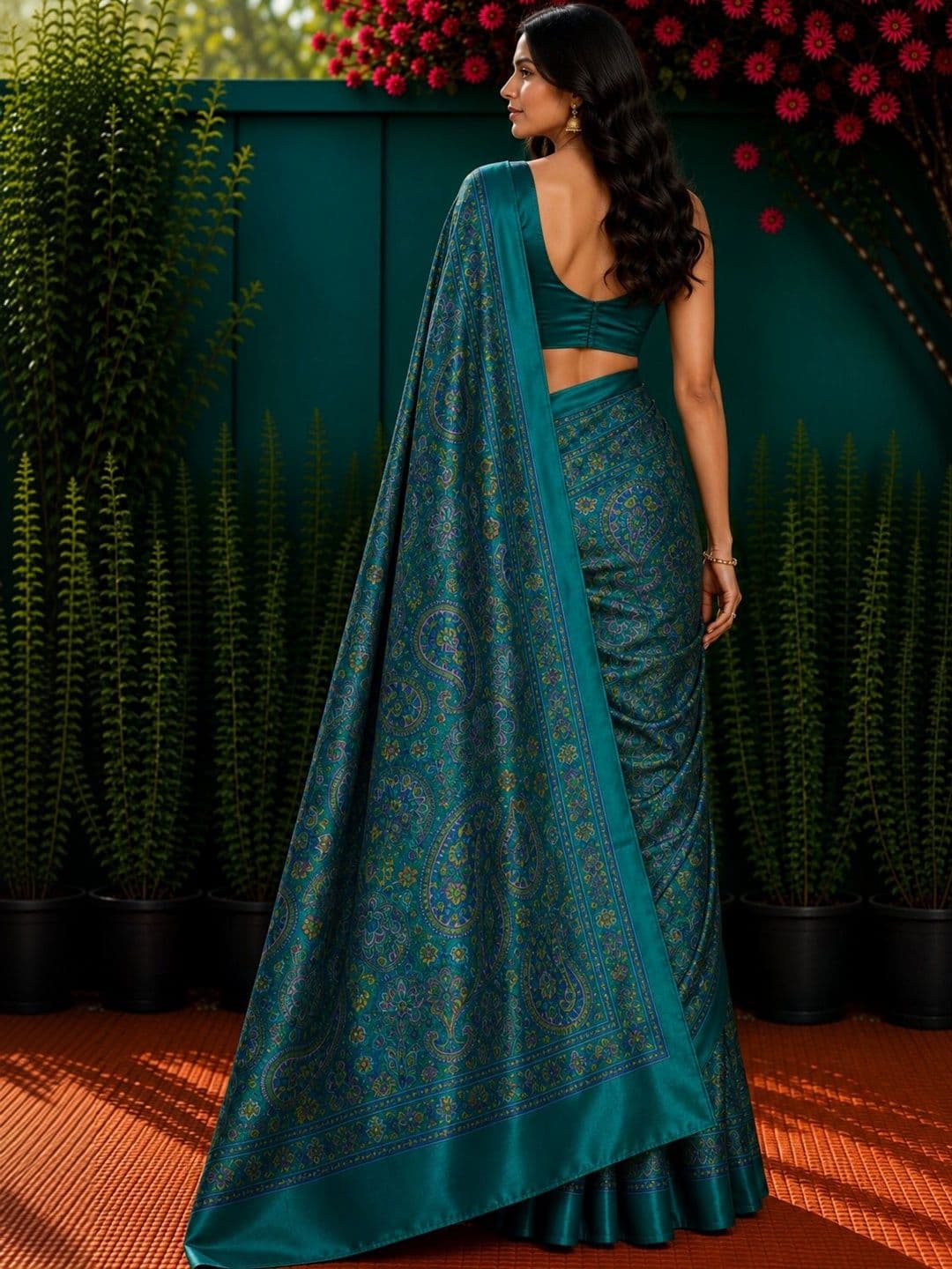 Anouk Women Paisley Art Silk Designer Saree thumbnail 3