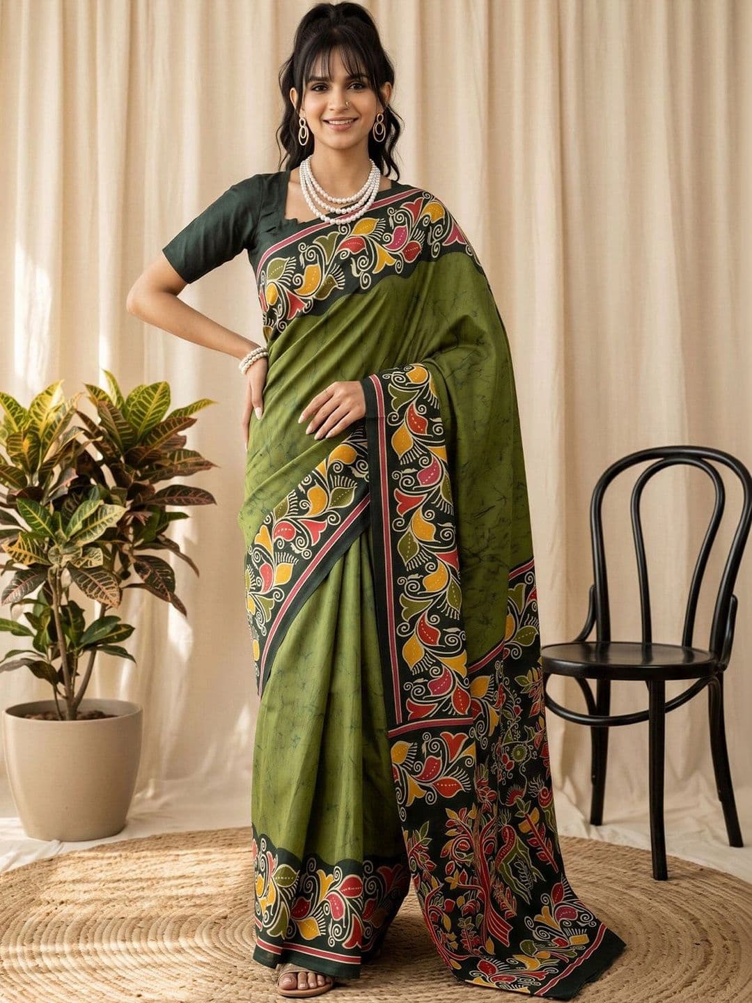Anouk Kalamkari Designer Block Print Saree - view 1