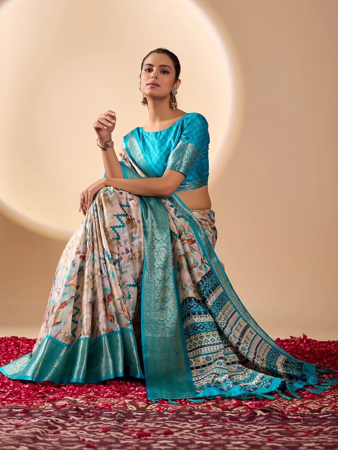 Moda Rapido Striped Zari Silk Blend Designer Saree thumbnail 6