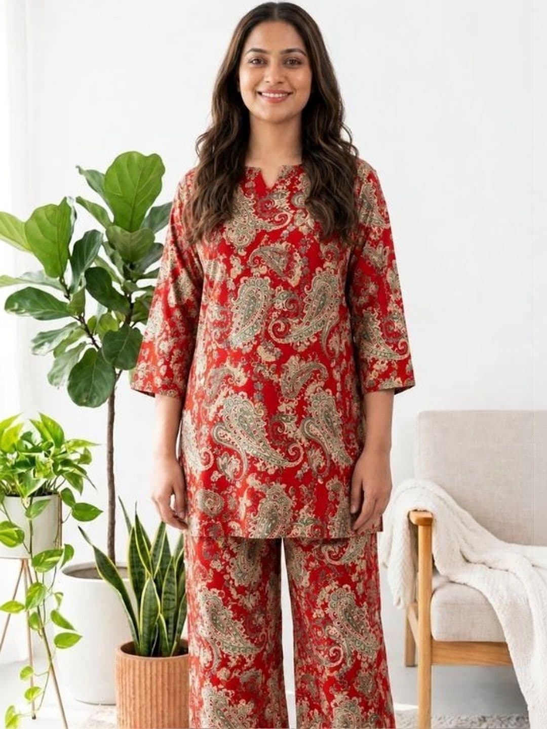 DESI HULIA Women Paisley Printed Regular Kurta with Palazzos - view 1