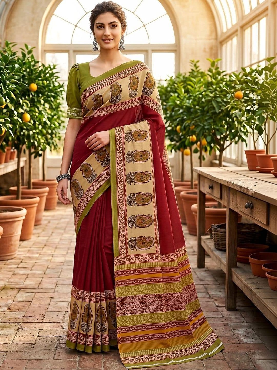 VS MALL Paisley Pure Cotton Saree - view 1