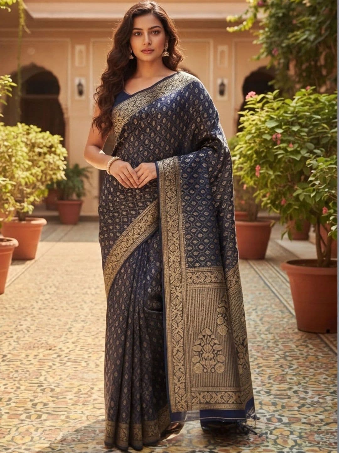Anouk Rustic Woven Design Zari Silk Blend Designer Banarasi Saree - view 1