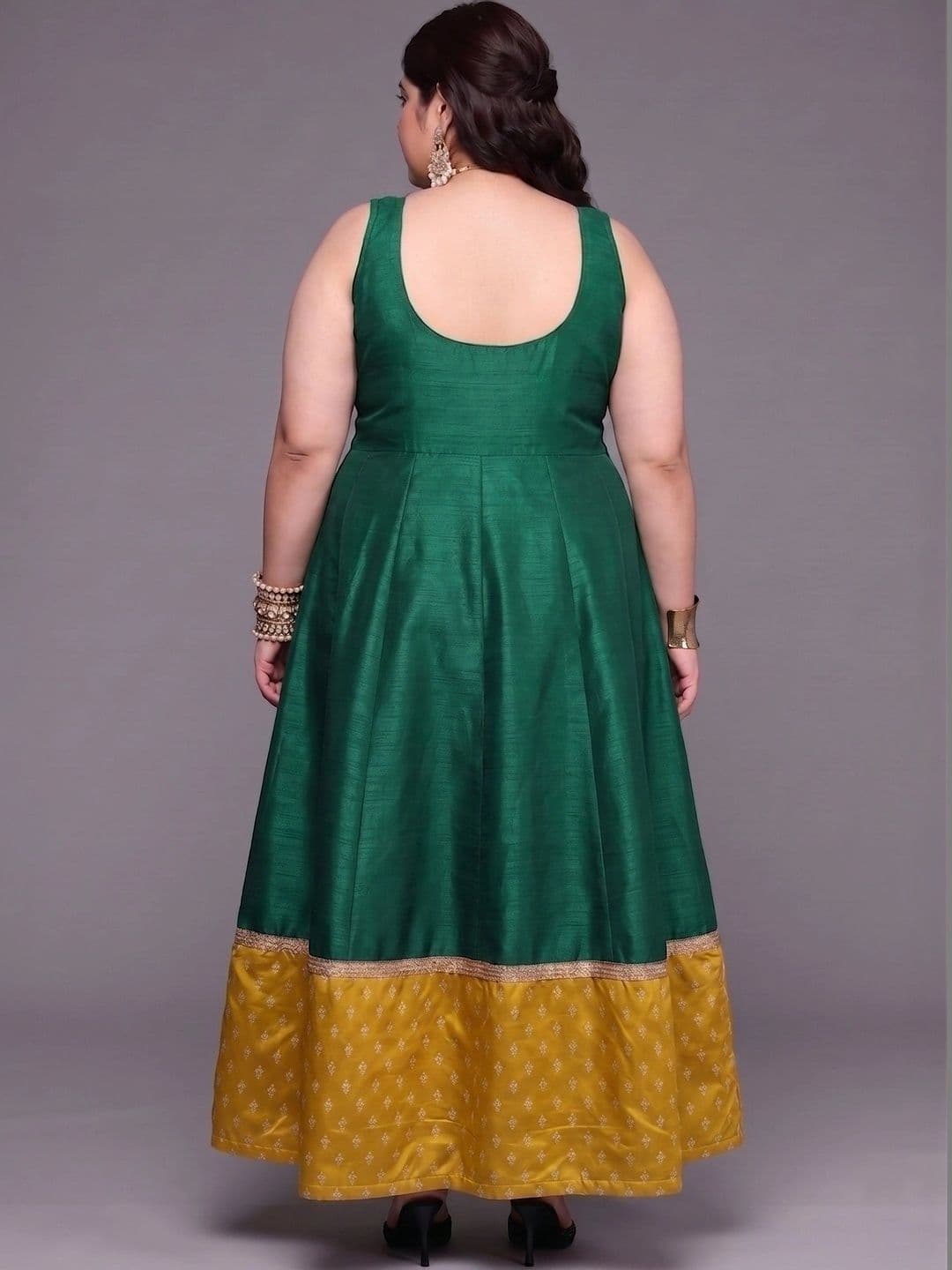 A PLUS BY AHALYAA Printed Round Neck Fit & Flared Ethnic Dresses thumbnail 2