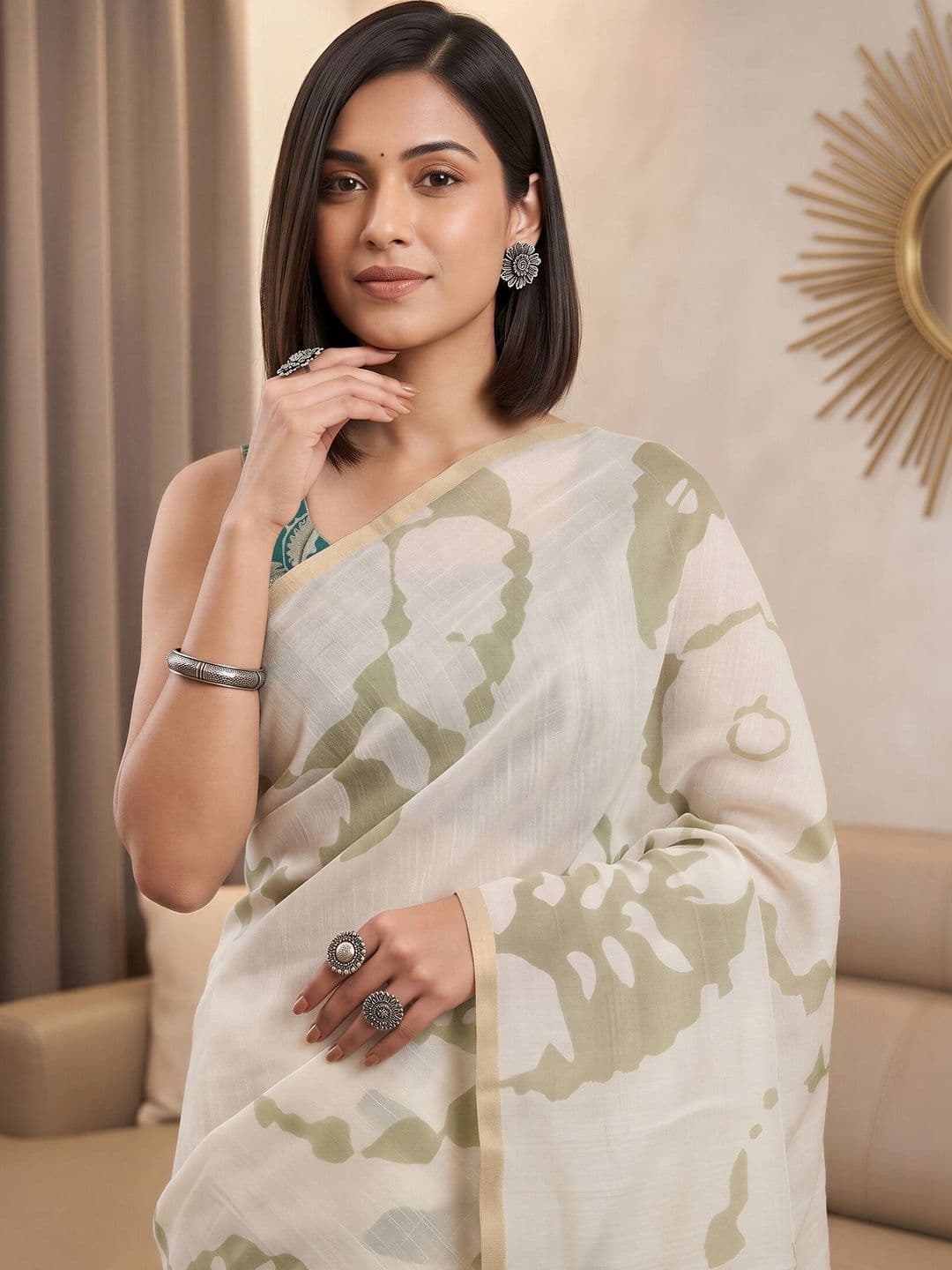 Sangria Designer Block Print Saree thumbnail 6