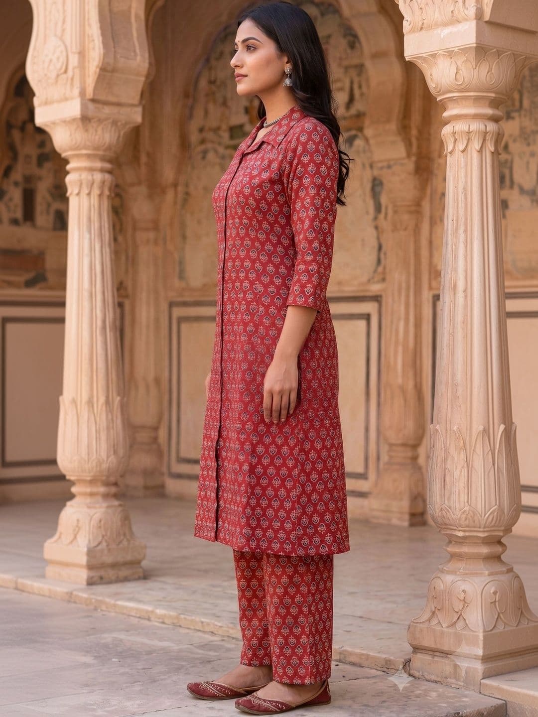 KALINI Women Ethnic Motifs Printed Regular Pure Cotton Kurta with Palazzos thumbnail 5