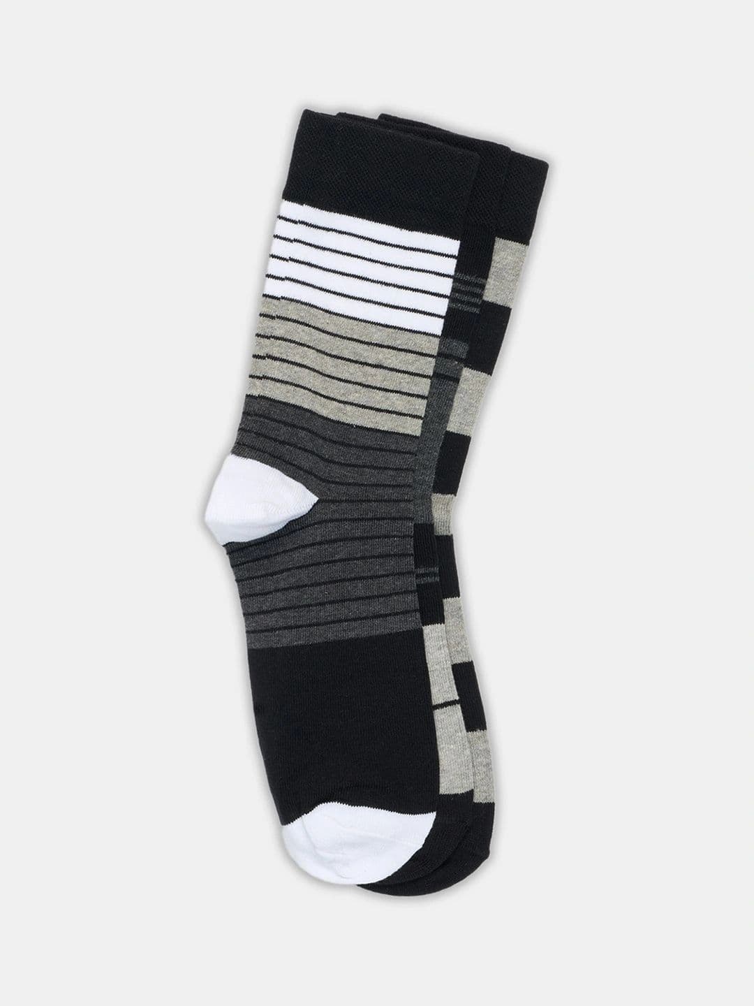 Urban Ranger by pantaloons Men Pack of 3 Cotton Blend Assorted Striped Above Ankle Socks thumbnail 3