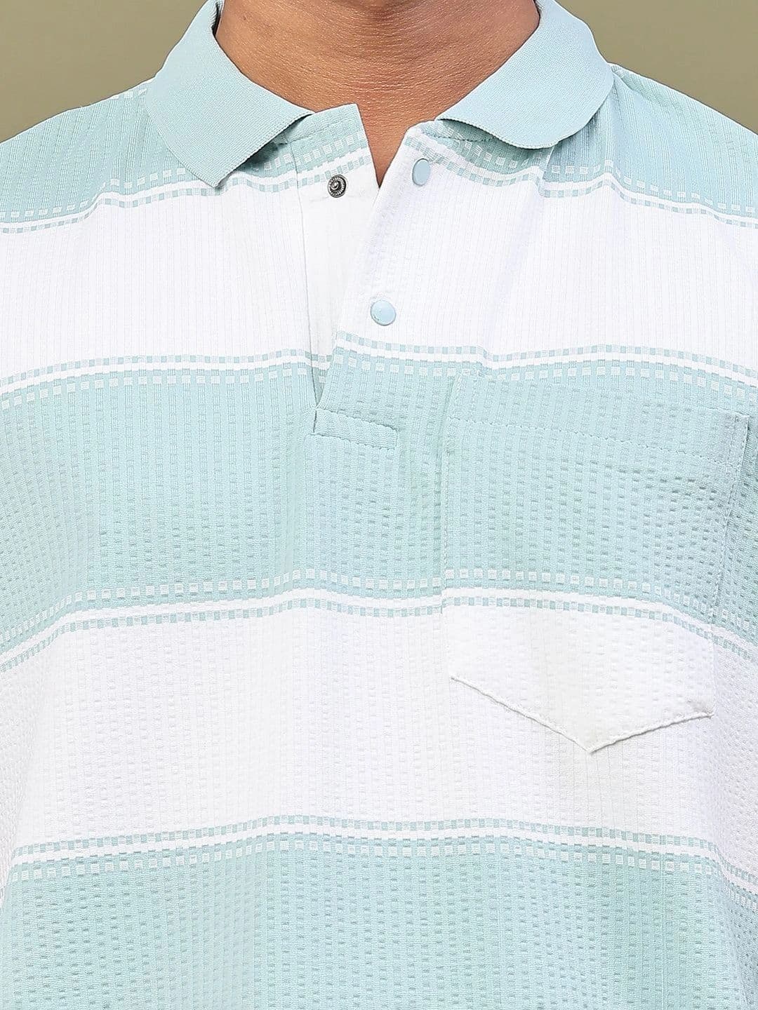 V-Mart Men Striped Polo Collar Pockets Slim Fit T-shirt thumbnail 6