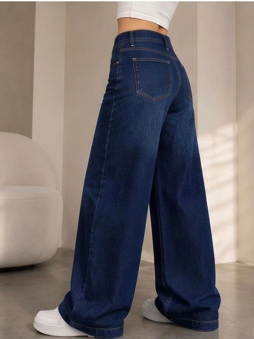 MERCEL Women Original Wide Leg High-Rise Light Fade Stretchable Jeans thumbnail 3