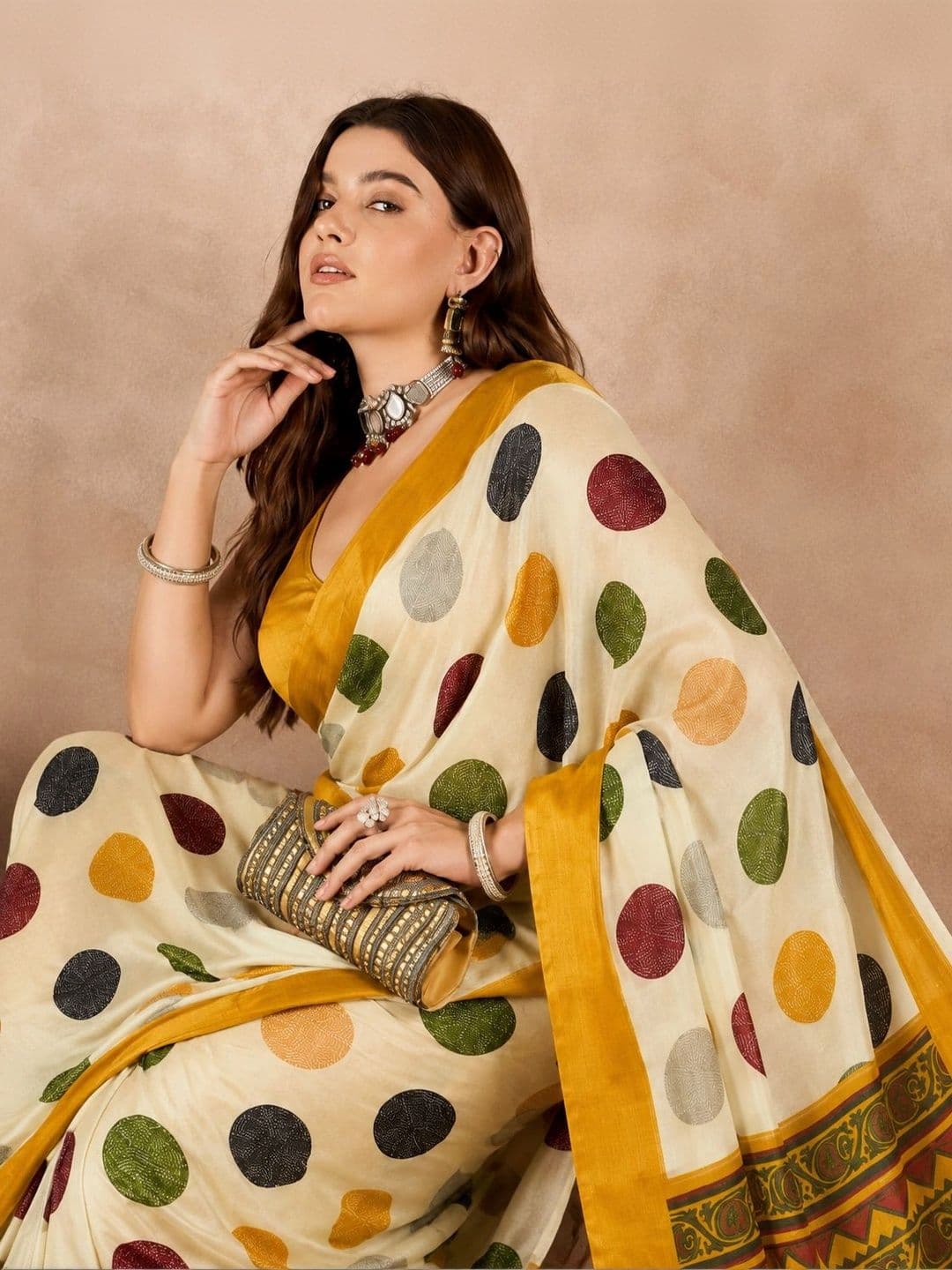 Sita Polka Dot Pure Georgette Saree thumbnail 2