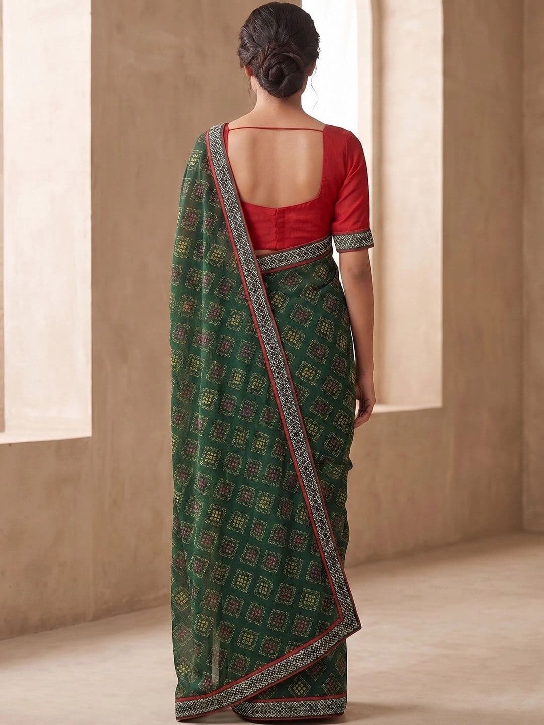 PRANU TRENDS Bandhani Poly Georgette Bandhani Saree thumbnail 4