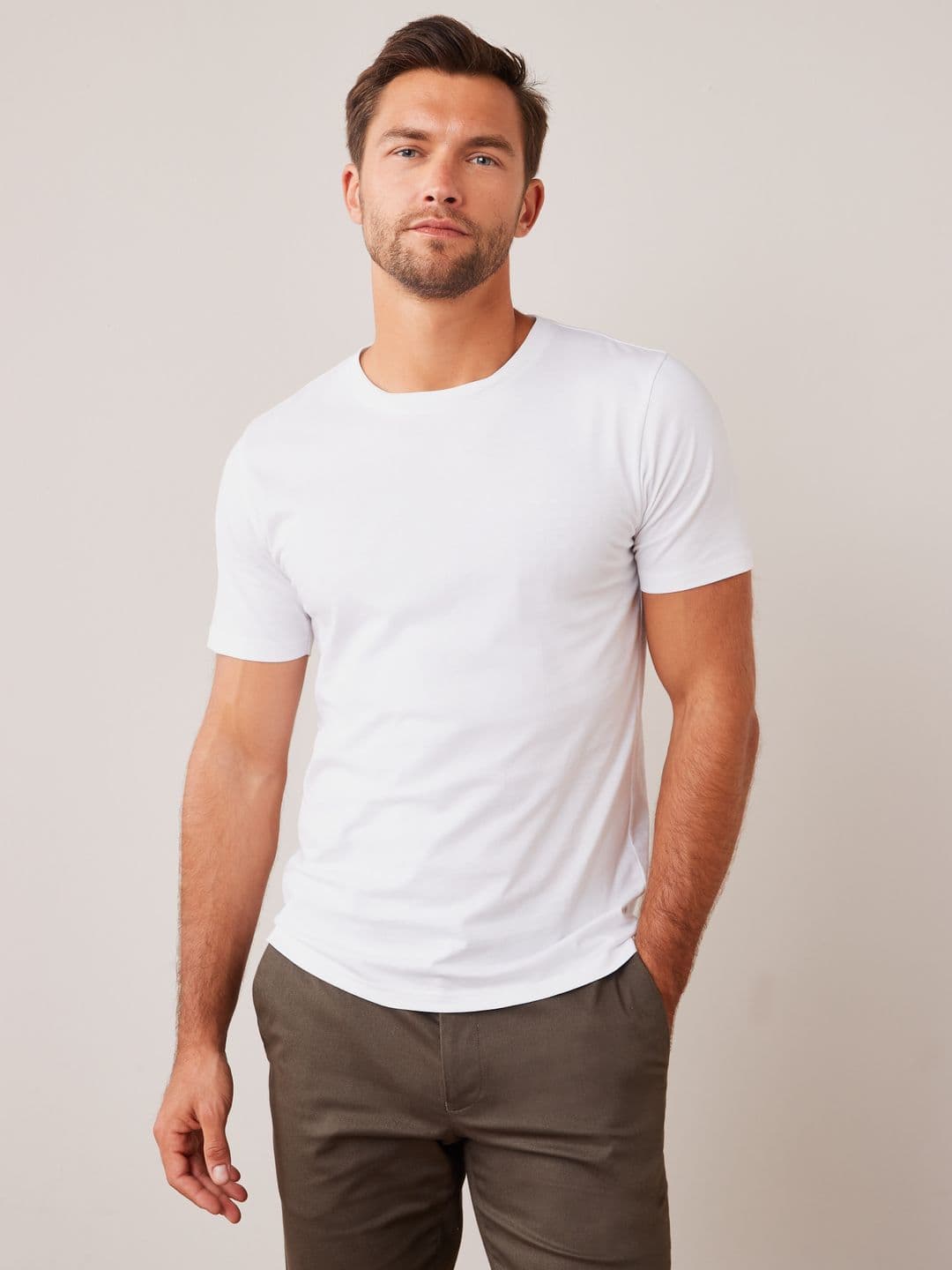 next Men White Solid Round Neck T-shirt - view 1