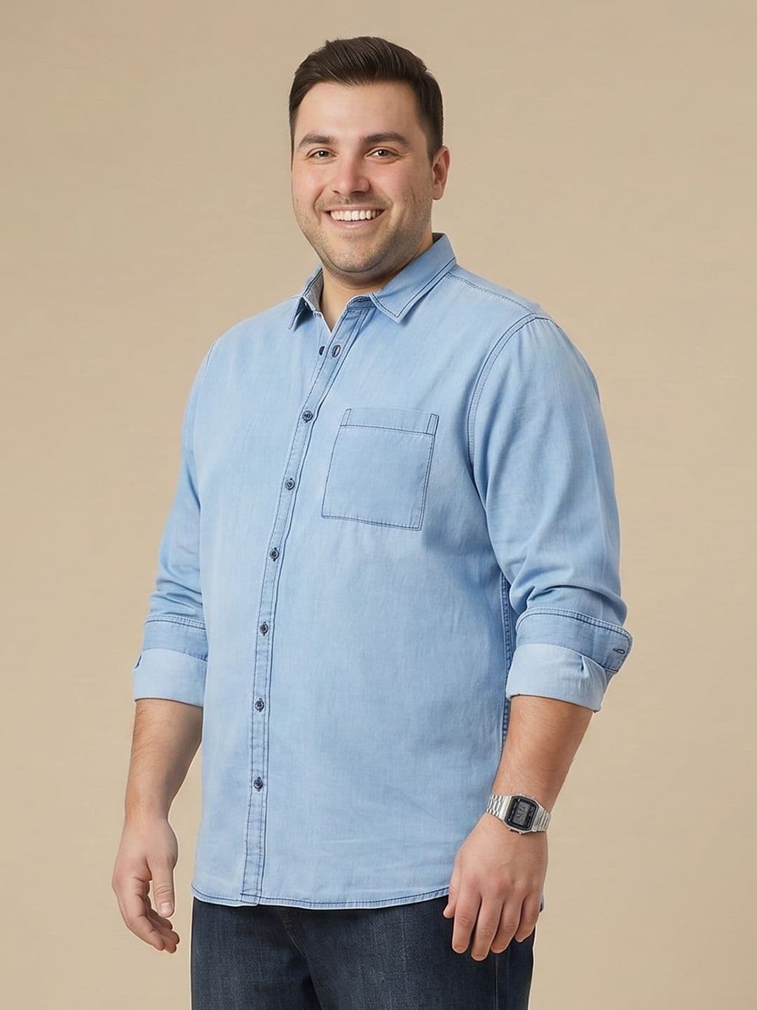 Sztori Plus Size Denim Casual Shirt - view 1