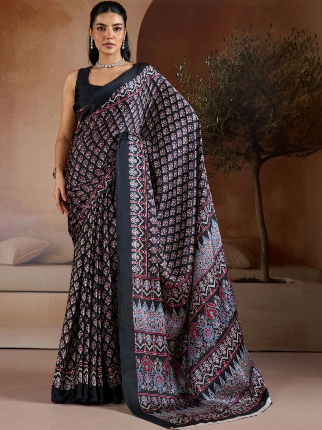 Moda Rapido Kalamkari Satin Designer Saree - view 1