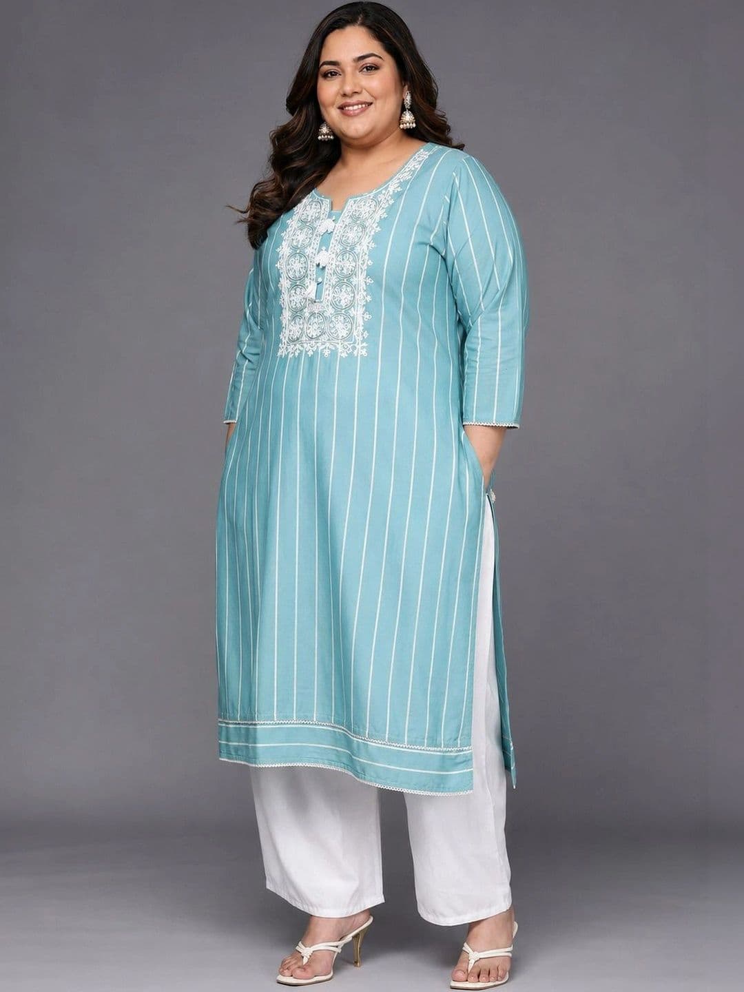 EXTRA LOVE BY LIBAS Women Embroidered Thread Work Kurta thumbnail 4